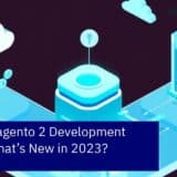 Magento development process with cloud and coding icons