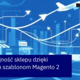 Grafika przedstawiająca logo Magento i symbol szybkości
